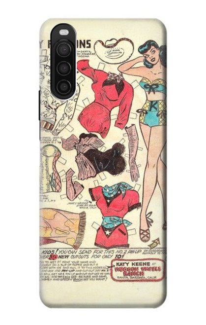 S3820 Poupée de papier de mode de cow-girl vintage Etui Coque Housse pour Sony Xperia 10 III