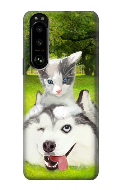 S3795 Peinture Husky Sibérien Ludique Chaton Grincheux Etui Coque Housse pour Sony Xperia 5 III