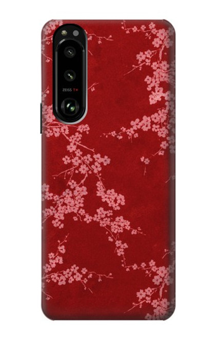 S3817 Motif de fleurs de cerisier floral rouge Etui Coque Housse pour Sony Xperia 5 III