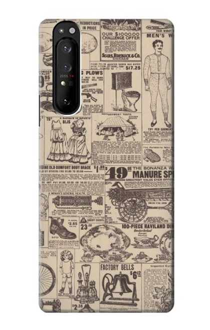 S3819 Papier Vintage rétro Etui Coque Housse pour Sony Xperia 1 III