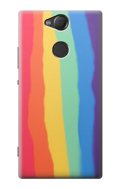 S3799 Arc-en-ciel aquarelle vertical mignon Etui Coque Housse pour Sony Xperia XA2