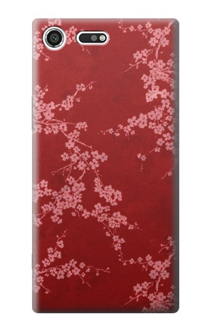 S3817 Motif de fleurs de cerisier floral rouge Etui Coque Housse pour Sony Xperia XZ Premium