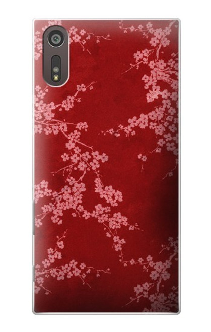 S3817 Motif de fleurs de cerisier floral rouge Etui Coque Housse pour Sony Xperia XZ