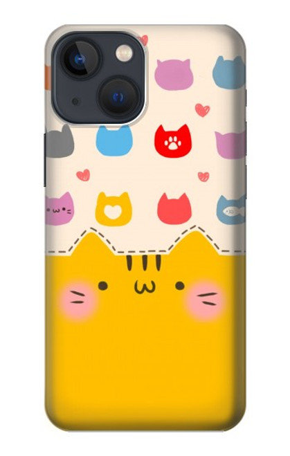 S2442 Chat mignon drôle Dessin animé Etui Coque Housse pour iPhone 13 mini