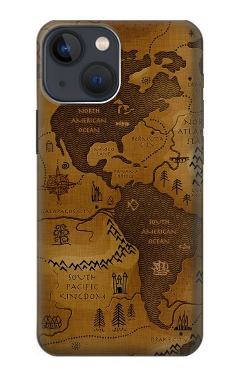 S2861 Carte antique du monde Etui Coque Housse pour iPhone 13 mini