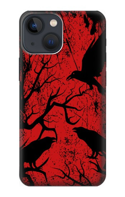 S3325 Corbeau Noir Sang Arbre Etui Coque Housse pour iPhone 13 mini