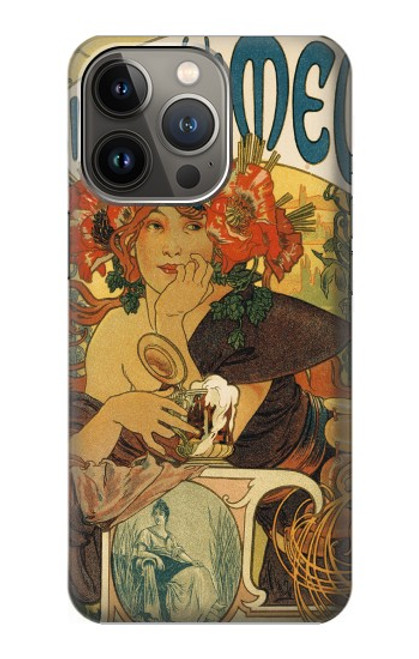 S2740 Alphonse Mucha De La Muse Bieres Etui Coque Housse pour iPhone 13 Pro Max