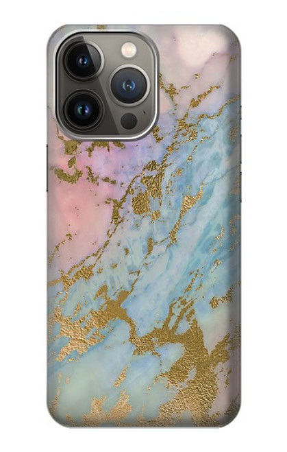 S3717 Imprimé graphique en marbre bleu pastel or rose Etui Coque Housse pour iPhone 13 Pro Max