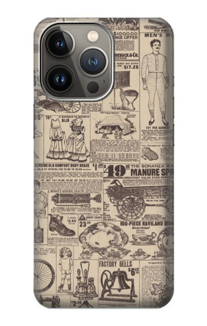 S3819 Papier Vintage rétro Etui Coque Housse pour iPhone 13 Pro Max