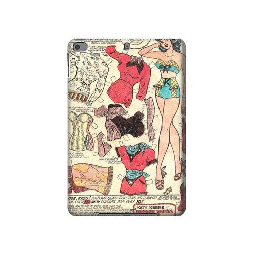 S3820 Poupée de papier de mode de cow-girl vintage Etui Coque Housse pour iPad mini 4, iPad mini 5, iPad mini 5 (2019)