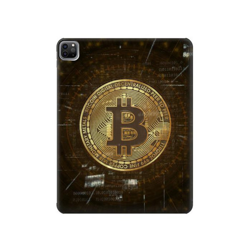 S3798 Crypto-monnaie Bitcoin Etui Coque Housse pour iPad Pro 12.9 (2022,2021,2020,2018, 3rd, 4th, 5th, 6th)