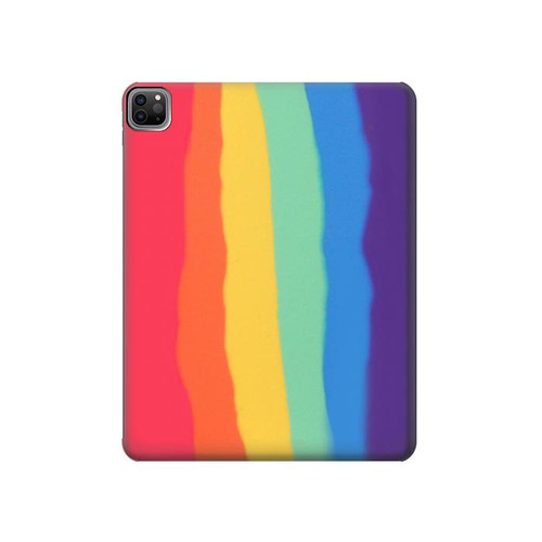 S3799 Arc-en-ciel aquarelle vertical mignon Etui Coque Housse pour iPad Pro 12.9 (2022, 2021, 2020, 2018), iPad Air 13 (2025, 2024)
