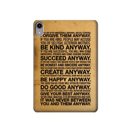 S2513 Mère Teresa Citations Quoi qu'il en soit Etui Coque Housse pour iPad mini 6 7, iPad mini (2021,2024)