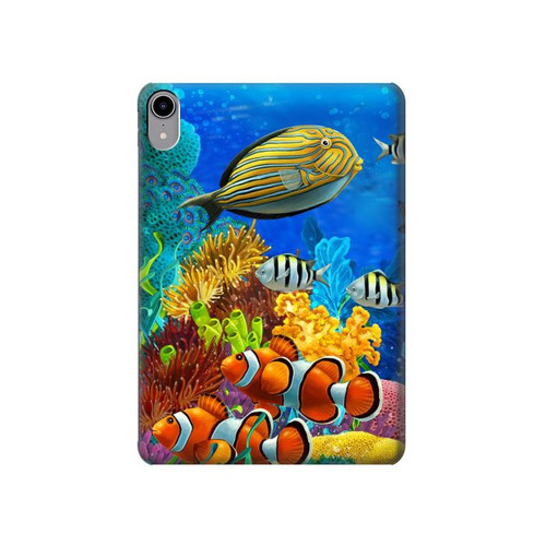S2568 Mer Poissons marins Coraux Sous-marine Océan Etui Coque Housse pour iPad mini 6 7, iPad mini (2021,2024)