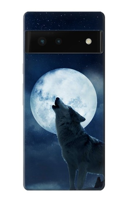 S3693 Pleine lune du loup blanc sinistre Etui Coque Housse pour Google Pixel 6