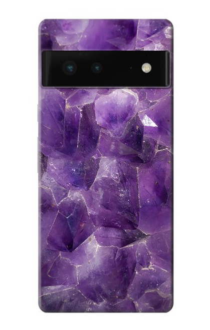 S3713 Graphique violet améthyste à quartz imprimé Etui Coque Housse pour Google Pixel 6