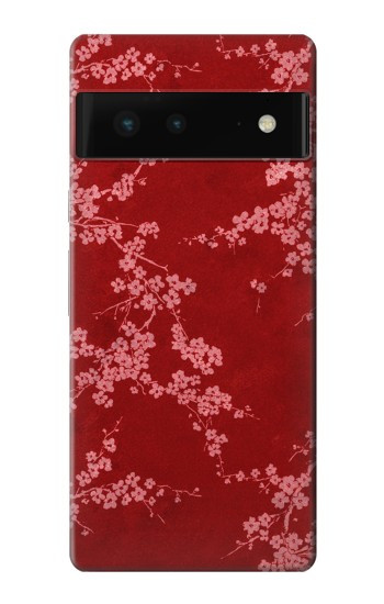 S3817 Motif de fleurs de cerisier floral rouge Etui Coque Housse pour Google Pixel 6