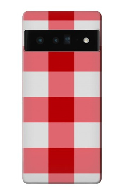 S3535 Rouge vichy Etui Coque Housse pour Google Pixel 6 Pro