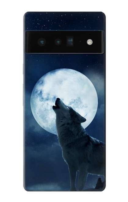 S3693 Pleine lune du loup blanc sinistre Etui Coque Housse pour Google Pixel 6 Pro