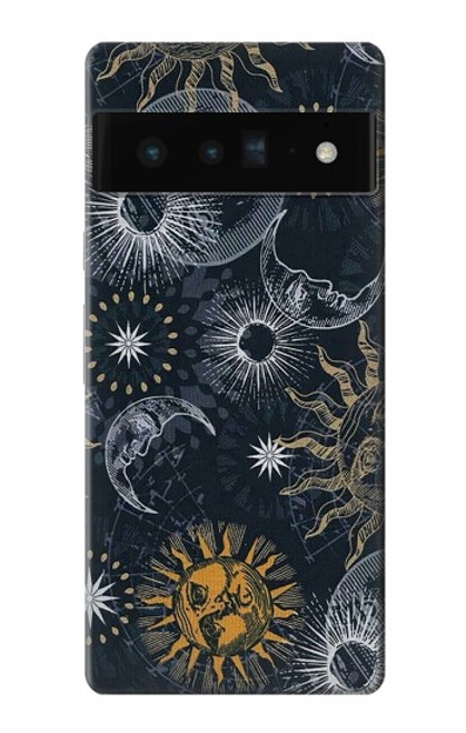 S3702 Lune et soleil Etui Coque Housse pour Google Pixel 6 Pro