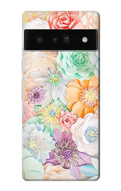 S3705 Fleur florale pastel Etui Coque Housse pour Google Pixel 6 Pro