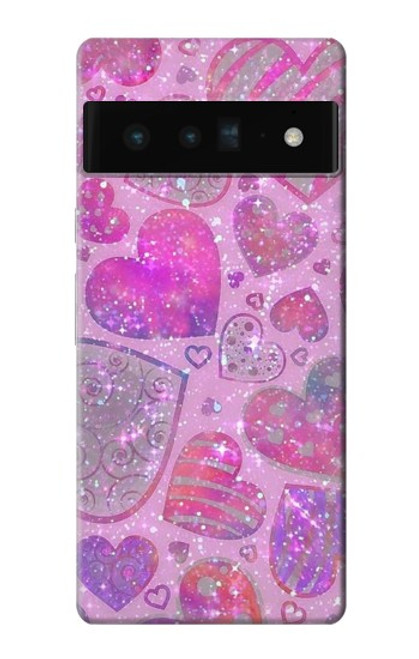 S3710 Coeur d'amour rose Etui Coque Housse pour Google Pixel 6 Pro