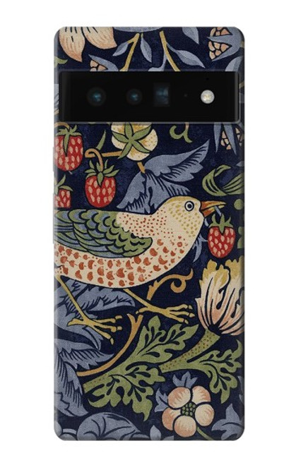 S3791 William Morris Strawberry Thief Fabric Etui Coque Housse pour Google Pixel 6 Pro
