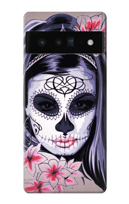 S3821 Sugar Skull Steampunk Fille Gothique Etui Coque Housse pour Google Pixel 6 Pro