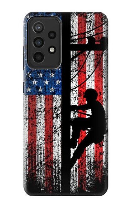 S3803 Électricien monteur de lignes drapeau américain Etui Coque Housse pour Samsung Galaxy A52s 5G