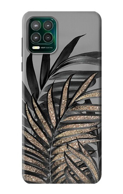 S3692 Feuilles de palmier gris noir Etui Coque Housse pour Motorola Moto G Stylus 5G