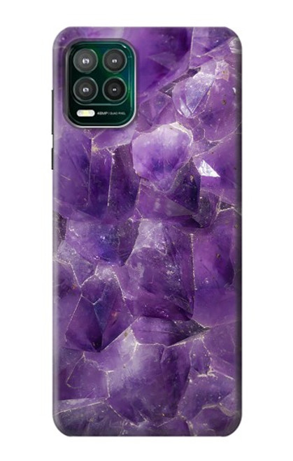 S3713 Graphique violet améthyste à quartz imprimé Etui Coque Housse pour Motorola Moto G Stylus 5G