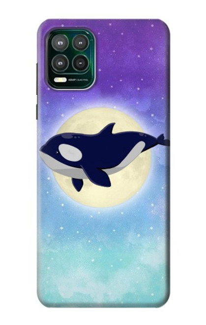 S3807 Killer Whale Orca Lune Pastel Fantaisie Etui Coque Housse pour Motorola Moto G Stylus 5G