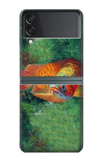 S1157 Rouge Arowana Poisson Etui Coque Housse pour Samsung Galaxy Z Flip 3 5G