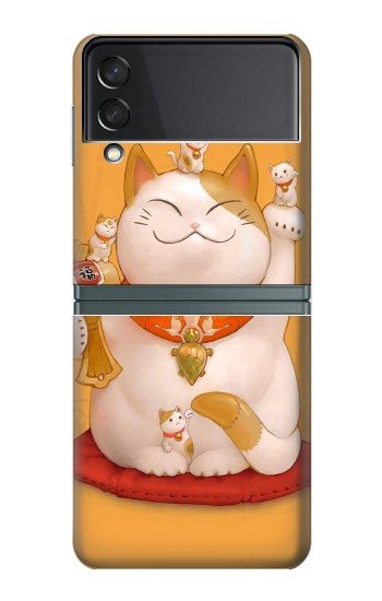 S1217 Maneki Neko Lucky Cat Etui Coque Housse pour Samsung Galaxy Z Flip 3 5G