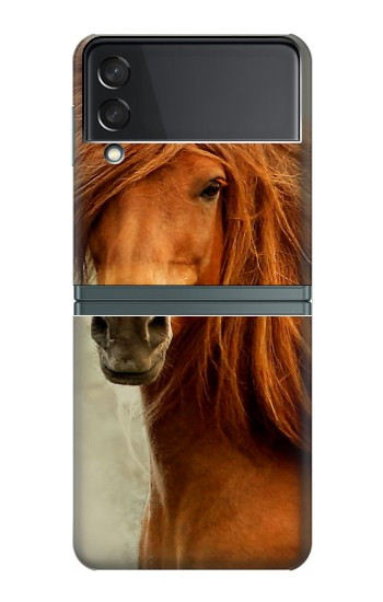 S1595 Beau cheval marron Etui Coque Housse pour Samsung Galaxy Z Flip 3 5G