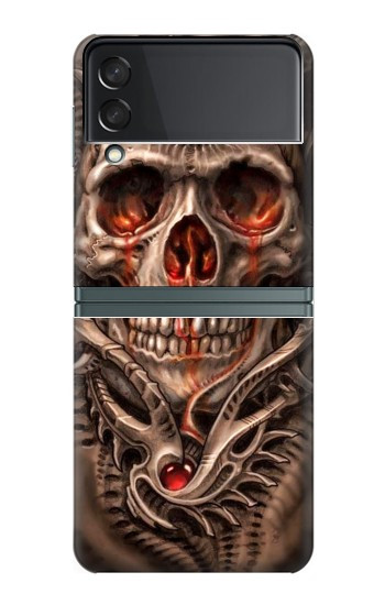 S1675 Crâne sang Tatouage Etui Coque Housse pour Samsung Galaxy Z Flip 3 5G