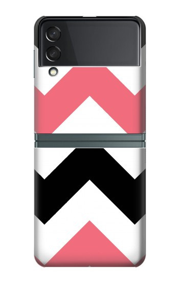 S1849 Rose Noir Chevron Zigzag Etui Coque Housse pour Samsung Galaxy Z Flip 3 5G