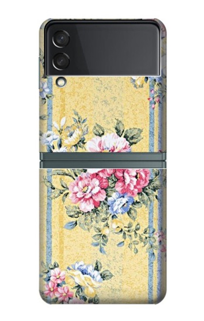 S2229 Fleurs millésimé Etui Coque Housse pour Samsung Galaxy Z Flip 3 5G