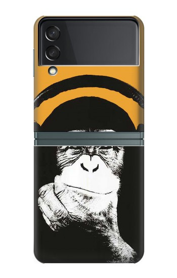 S2324 Singe drôle avec casque Pop Musique Etui Coque Housse pour Samsung Galaxy Z Flip 3 5G
