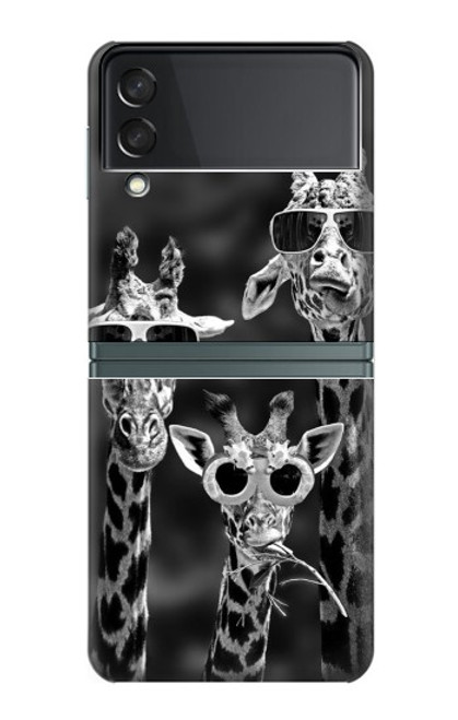 S2327 Girafes avec lunettes de soleil Etui Coque Housse pour Samsung Galaxy Z Flip 3 5G