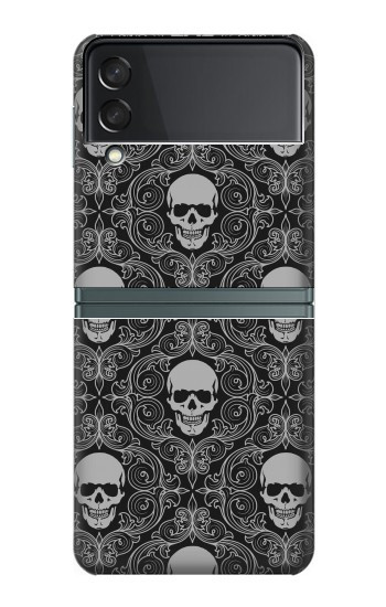 S2371 Crâne Motif monochrome Millésime Etui Coque Housse pour Samsung Galaxy Z Flip 3 5G