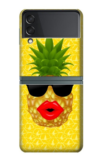 S2443 Baiser drôle d'ananas Lunettes de soleil Etui Coque Housse pour Samsung Galaxy Z Flip 3 5G