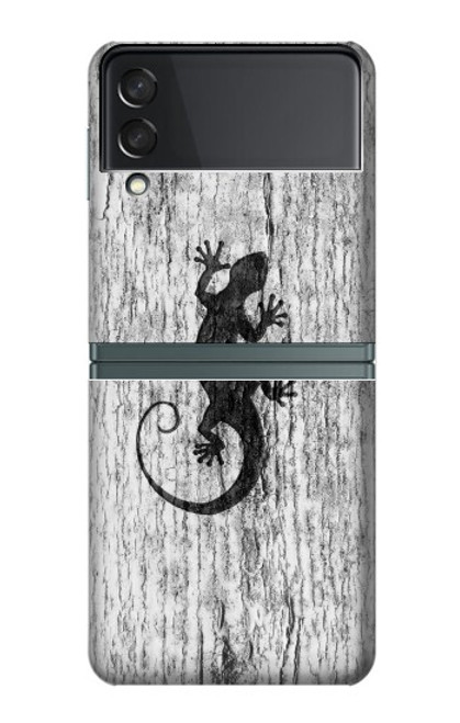S2446 Gecko bois imprimé graphique Etui Coque Housse pour Samsung Galaxy Z Flip 3 5G