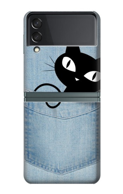 S2641 Noir Chat Poche Etui Coque Housse pour Samsung Galaxy Z Flip 3 5G