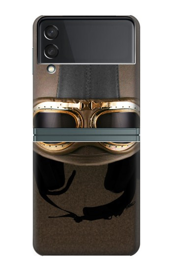 S2645 Lunettes millésimé Casque de moto marron Etui Coque Housse pour Samsung Galaxy Z Flip 3 5G