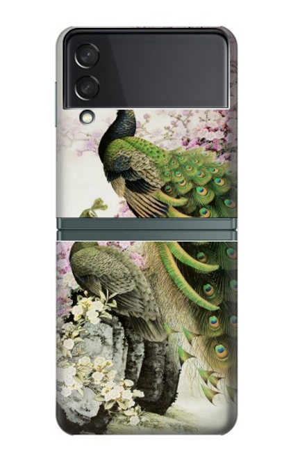 S2773 Paon Peinture brosse chinoise Etui Coque Housse pour Samsung Galaxy Z Flip 3 5G
