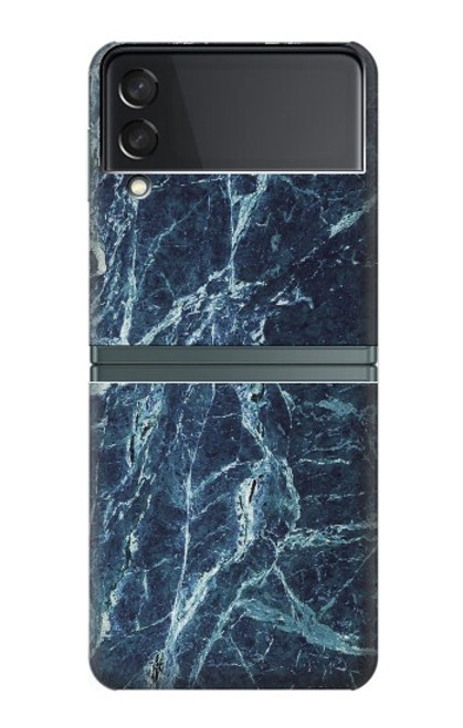 S2799 Lumière Bleu Marbre Pierre Imprimé Graphique Etui Coque Housse pour Samsung Galaxy Z Flip 3 5G