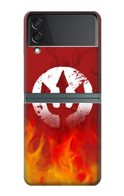 S2803 Feu Rouge Diable Lance Symbole Etui Coque Housse pour Samsung Galaxy Z Flip 3 5G