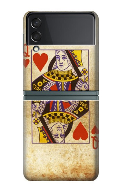 S2833 Poker Carte Coeurs Reine Etui Coque Housse pour Samsung Galaxy Z Flip 3 5G