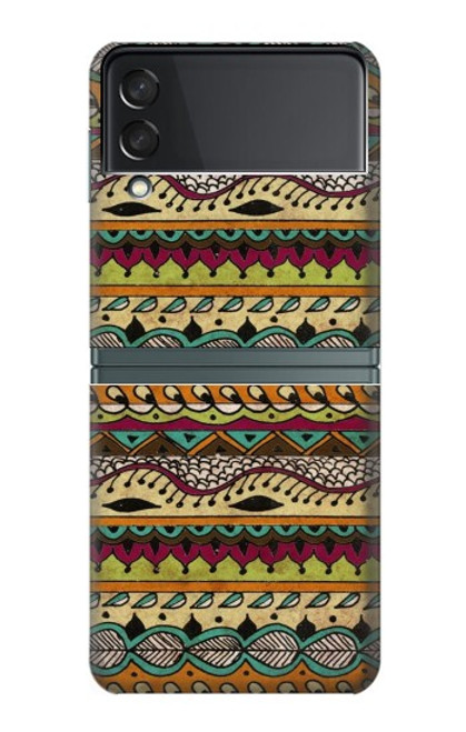 S2860 Boho Hippie Motif aztèque Etui Coque Housse pour Samsung Galaxy Z Flip 3 5G